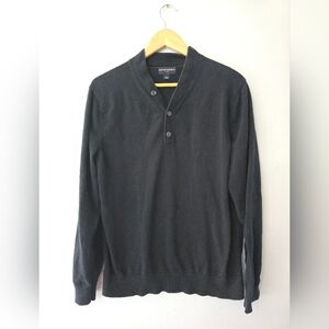 Banana Republic Men's 1/4 Button Black Navy? Pullover Sweater Size Medium